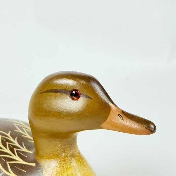Vintage Handcrafted Wooden Mallard Duck Decoy Detailed Display Decor Office Deco - Picture 3 of 10